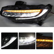 DURAFORCE LED Headlight Headlamp Clear Housing For Honda Civic 2016-2019 Driver/Left Side