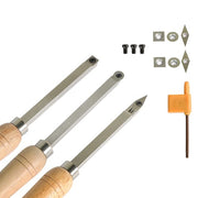 DURAFORCE Carbide Woodturning Tool Mini Size 3 Piece Set Includes Diamond Shape Round