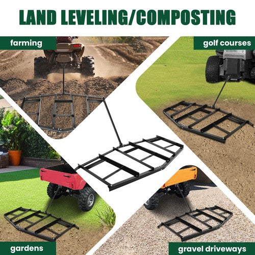 DURAFORCE 84" Driveway Drag Tow Behind Drag Harrow Gravel Grader For ATV UTV Tractor