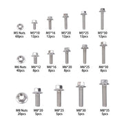 DURAFORCE 240 Pcs Flanged Stainless Steel Bolts and Nuts Kit M5, M6, M8 Metric Assortment