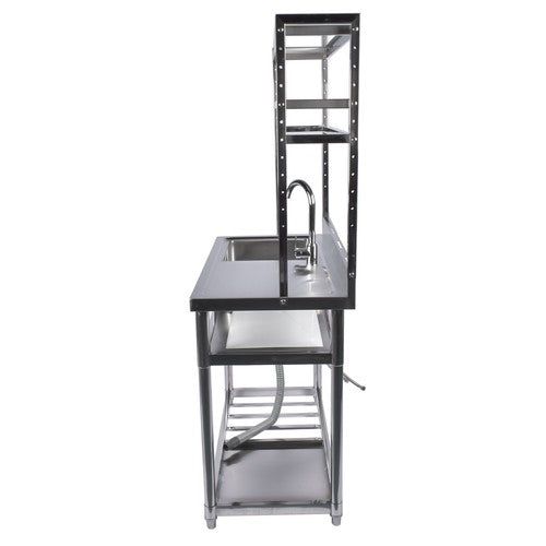 DURAFORCE 39.4in Stainless Steel Utility Sink Set, Single Bowl Commercial Sink w/ Shelves
