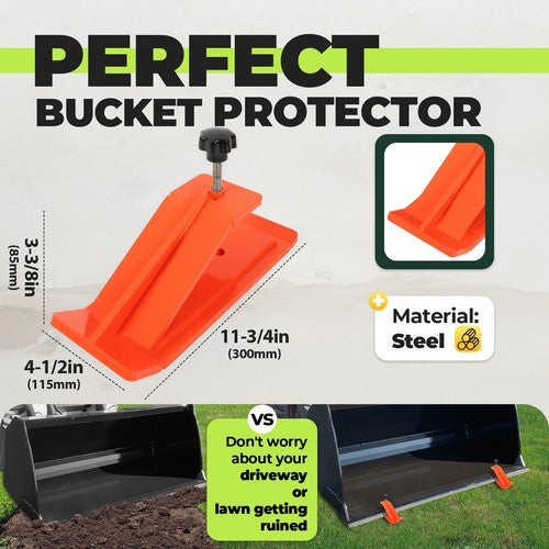 DURAFORCE Tractor Bucket Protector Ski Edge Tamer Protector Snow Leaf Removal Orange Steel