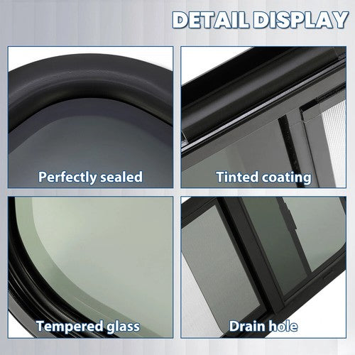 24 Inch By 15 Inch For Camper Cargo Trailer Slider RV Window With Trim Ring Screen Black