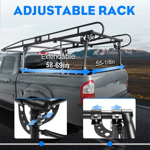 Adjustable Full Size Trunk Bed Truck Rack for Pickup Ladder Lumber Utility Kayak