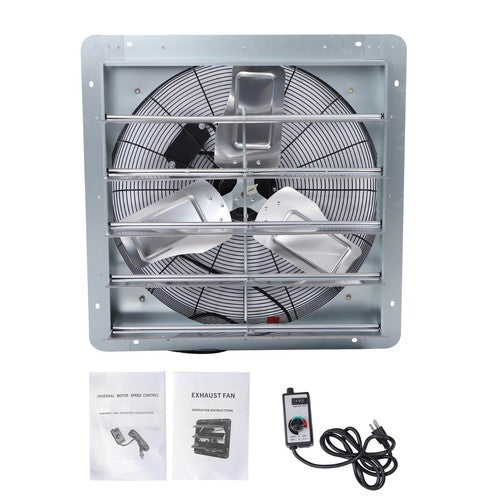 DURAFORCE Shutter Exhaust Fan 24in, 1.65m Power Cord, 4120CFM, Wall Mounted, Silver