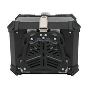 DURAFORCE Black 45L Motorcycle Top Case Tail Box Thick Aluminum Hard Trunk With Backrest