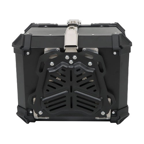 DURAFORCE Black 45L Motorcycle Top Case Tail Box Thick Aluminum Hard Trunk With Backrest