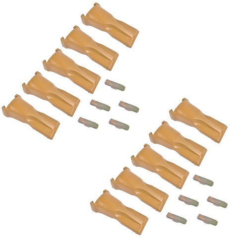 DURAFORCE 10 Pk Bucket Teeth with Flex Pins Yellow V23SYL V23PN for Drill Press Excavator