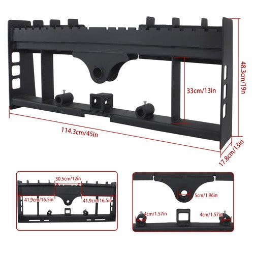 DURAFORCE 2500lb Wolfequip Pallet Fork Skid Steer Frame Receiver Hitch & Hay Spear Sleeves