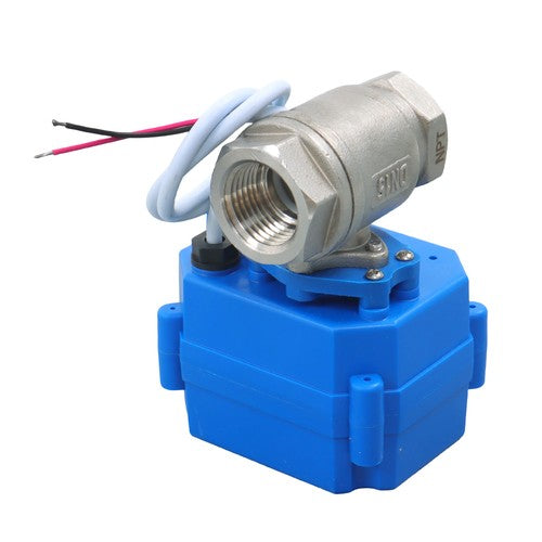 DURAFORCE Solid Motorized Ball Valve 1/2in Full Port SS 9-24V AC/DC NC Auto Return