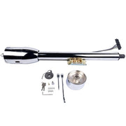 DURAFORCE 28" GM Tilt Manual Chrome Floor Shift Steering Column With Key & 9 Bolt adapter