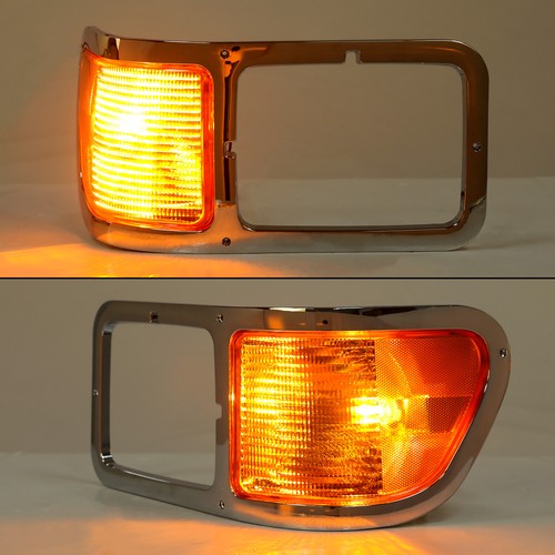 Fit For 00-15 Ford F650 F750 Pair Headlight Bezel Trim Driver Passenger With Bulbs