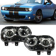 DURAFORCE Pair Set For Dodge Challenger 2015-2018 Headlight Replacement Halogen Clear Lens