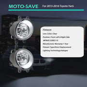 DURAFORCE Pair Fog Lights Assembly Wiring+Switch+Cover For 15-16 Toyota Yaris 8122002110