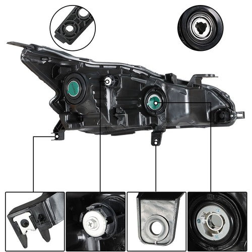 DURAFORCE For Nissan Altima 2019-2020 LH+RH Headlight Headlamps Clear Lens Halogen Chrome