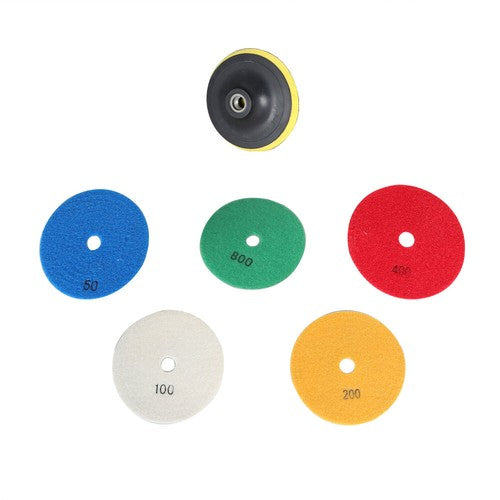DURAFORCE 5 Inch Diamond Concrete Polishing Pads Wet Dry Set for Quartz Marble Stone NEW
