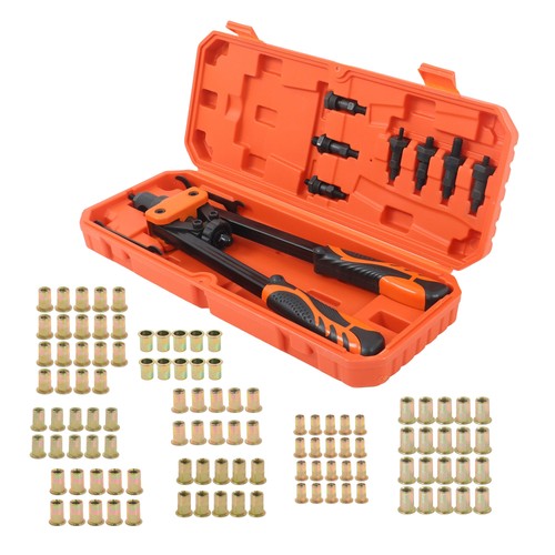 DURAFORCE 14" Rivet Nut Tool Kit Metric & Inch Mandrels 70pcs Rivnuts Nuts & 7 mandrels