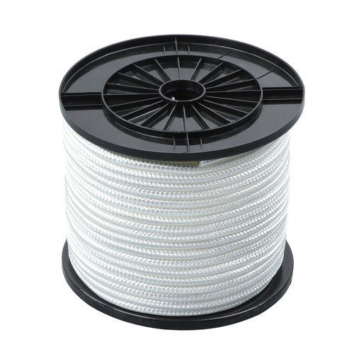 DURAFORCE 3/8 Inch Nylon Rope 250 Foot Sturdy Spool Nylon Solid Braid Rope White