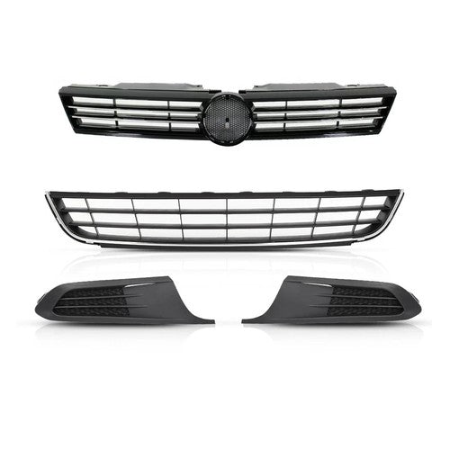 DURAFORCE For 11 2011-2014 VW Volkswagen Jetta Upper & Lower Grille & Fog Light Covers SET