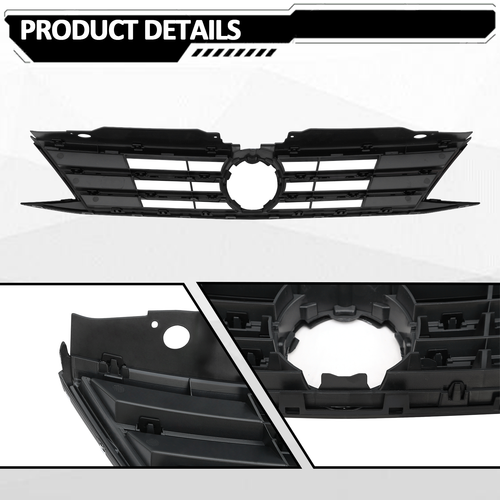 DURAFORCE For 2015 2016 2017 2018 VW Volkswagen Jetta Front Bumper Chrome Grille Grill