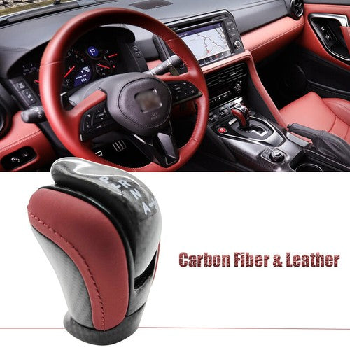 DURAFORCE Fit 2009-2020 2021 Nissan GTR R35 Red Leather Carbon Fiber Shift Knob 3491080B0A