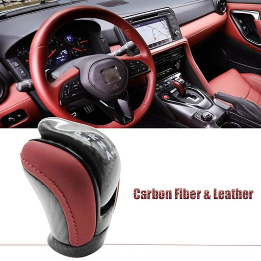 DURAFORCE Fit 2009-2020 2021 Nissan GTR R35 Red Leather Carbon Fiber Shift Knob 3491080B0A