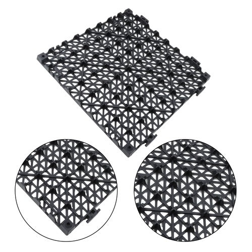 DURAFORCE 55PCS 12x12" Interlocking Drainage Floor Tiles Modular Interlocking Tile Black