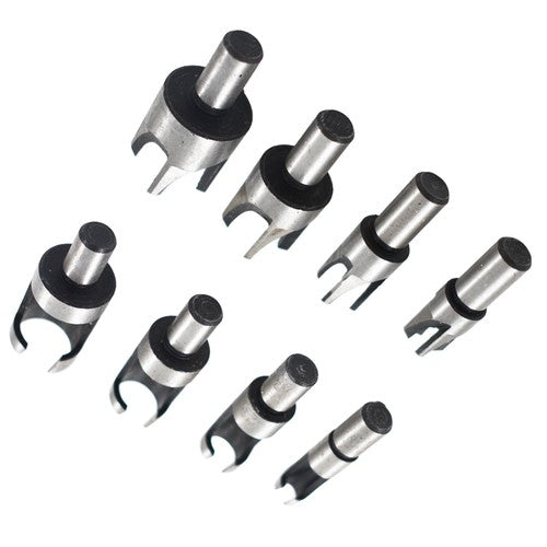DURAFORCE 8X Carbon Steel Wood Plug Hole Cutter Dowel Maker Cutting Shank Drill Bit Set