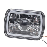 DURAFORCE 7" 7X6 LED White CCFL Halo Diamond Cut Gray Lens Projector Headlights