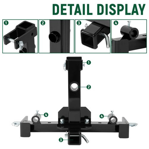 DURAFORCE 3 Point Receiver Trailer Hitch Attachment For Cat 1 Tractor Tow Drawbar Adapter