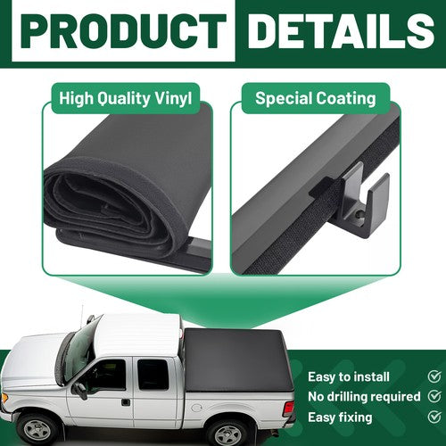DURAFORCE For DODGE RAM 1500/2500/3500 1994-2001 2002 6.5ft Bed Soft Roll-Up Tonneau Cover
