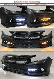 DURAFORCE L+R Fog Lights For 2016-2021 Honda Civic Hatchback DRL LED Daytime Running Lamps