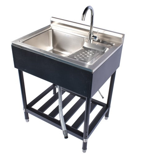 DURAFORCE 28.3in Stainless Steel Utility Sink, Free Standing Laundry Sink with Washboard