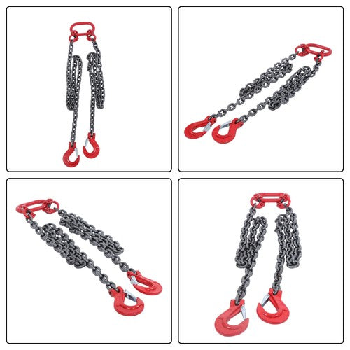 DURAFORCE Double Legs Lifting Chain Sling 3/8"x 5' w/ Grab Hook 4Ton/8800lbs Capacity G80