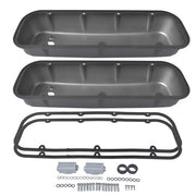 DURAFORCE 3-11/16" Tall Finned Valve Covers Black for Chevy BBC 396 402 454 502 1965-1995