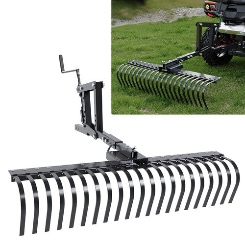DURAFORCE For ATV UTV Lawn Garden Tractors 60" Landscape Rake W/1 Point Hitch Lift Steel