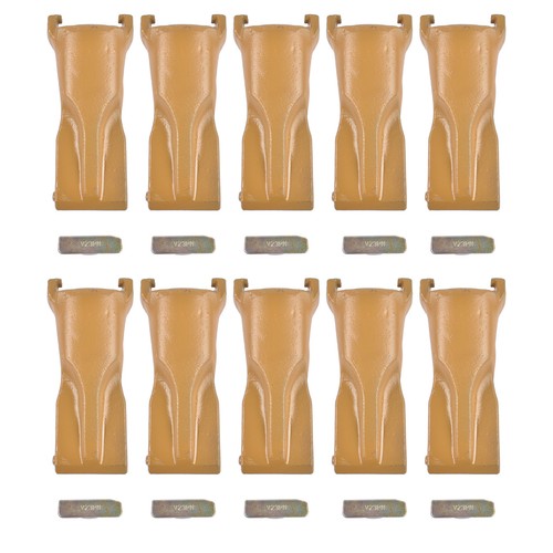 DURAFORCE 10 Pk Bucket Teeth with Flex Pins Yellow V23SYL V23PN for Drill Press Excavator