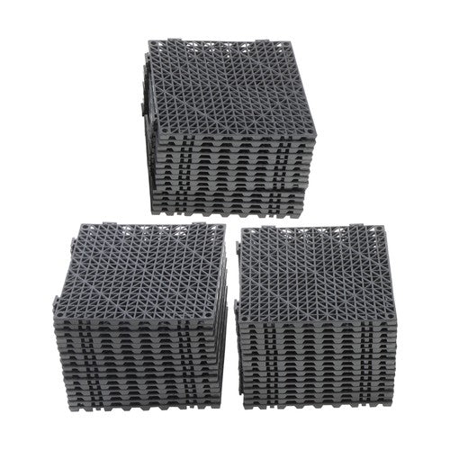 DURAFORCE 50 Pack Interlocking Deck Tiles PP Drainage Tiles Floor Tiles 12 x 12 inch Black