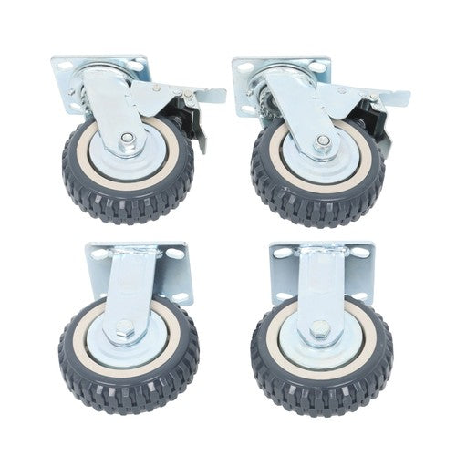 DURAFORCE 4 pieces of gray PU straight wheel polyurethane swivel wheels 2 straight wheels