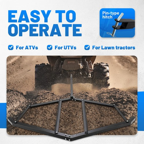Driveway Drag Tow Behind Drag Harrow 72 Inch Width Steel Gravel Grader For ATV UTV