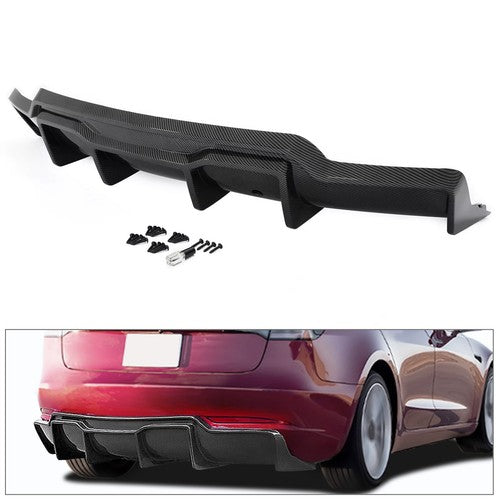 DURAFORCE Rear Bumper Diffuser Lip Cover Carbon Fiber for Tesla Model 3 2017-2023