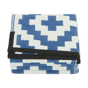 DURAFORCE Outdoor Plastic Straw Rug For Camping Outdoor Carpet 5x9FT Navy Blue White