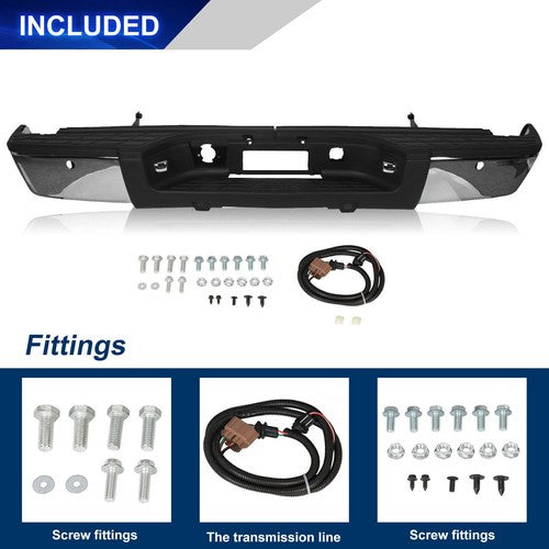 Chrome Rear Bumper For 2007-2013 Chevy Silverado GMC Sierra 1500 Sensor Hole