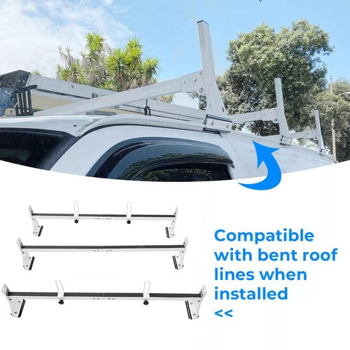 Cargo Van Roof Ladder Rack For Chevy Express 2500 3500 96 Up Steel White 3 Bar