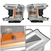 DURAFORCE Fit For Ford F-150 2018 2019 2020 LH+RH Headlights Headlamps Clear Lens Halogen