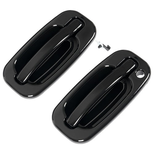 2Pc Front Outer Door Handle Set for Chevy Silverado 1500 1999-2007 Glossy Black