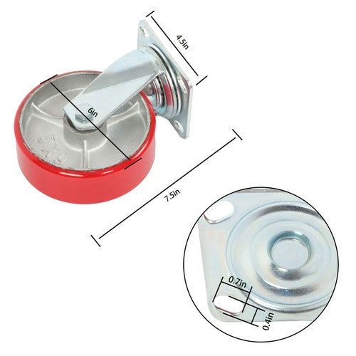 DURAFORCE 6" × 2" Tilt Casters Heavy Duty Swivel Caster Wheel 1250 Lbs Industrial Casters