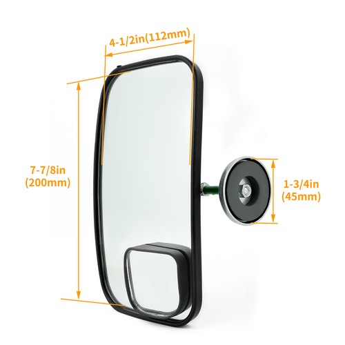 DURAFORCE 2 Magnetic Backup Mirrors For Skid Steer John Deere w/BLIND SPOT MIRRORS 600lbs