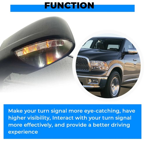 2 Pcs LED Mirror Turn Signal Lights Puddle Lamps For 2009 14 Dodge Ram 1500 2500