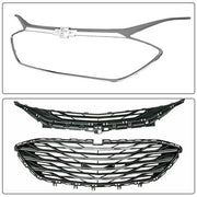 DURAFORCE Front Bumper Upper Lower Grille Black Chrome 3PCS for 2019-2023 Chevrolet Malibu